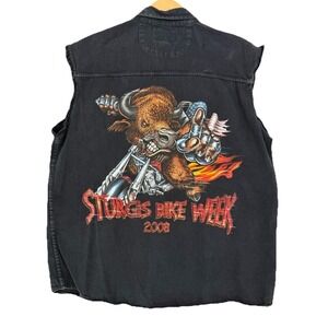 Sturgis Bike Week 2008 XXL Sleeveless Biker Shirt Vest Buffalo Graphic Black